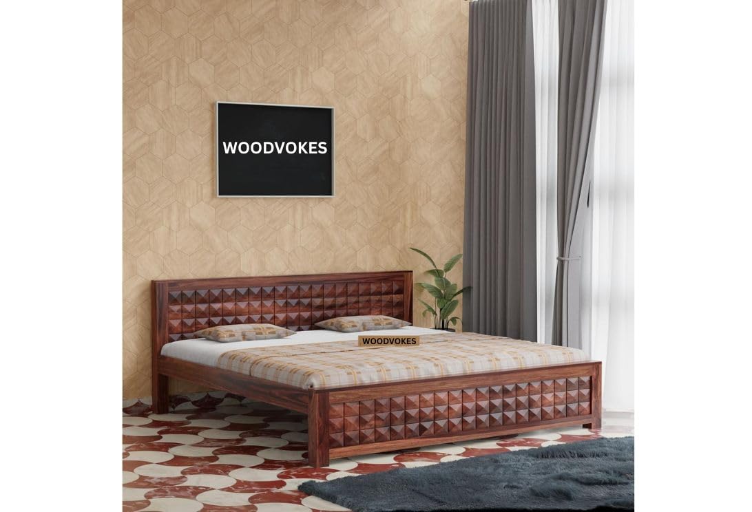 Solid Sheesham King Size Bed Without Storage