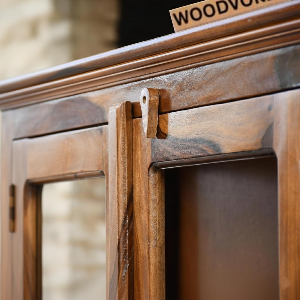 Solid Wooden Book Shelf with Glass Door for Home,Library