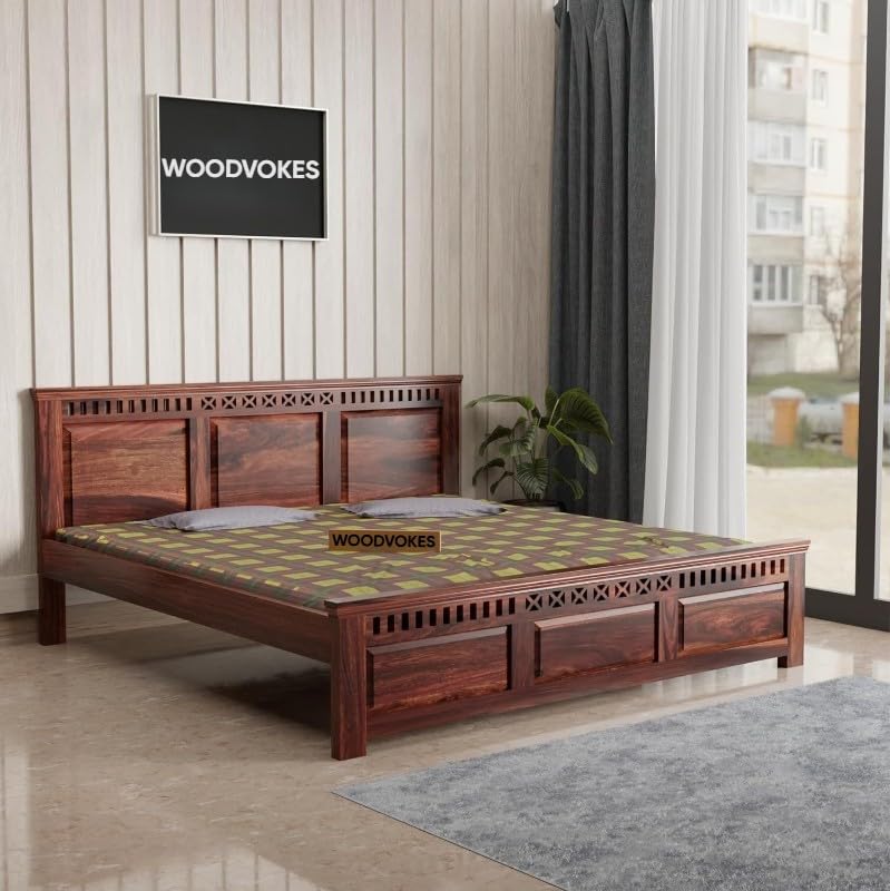 Solid Sheesham Wood King Size Bed Without Storage