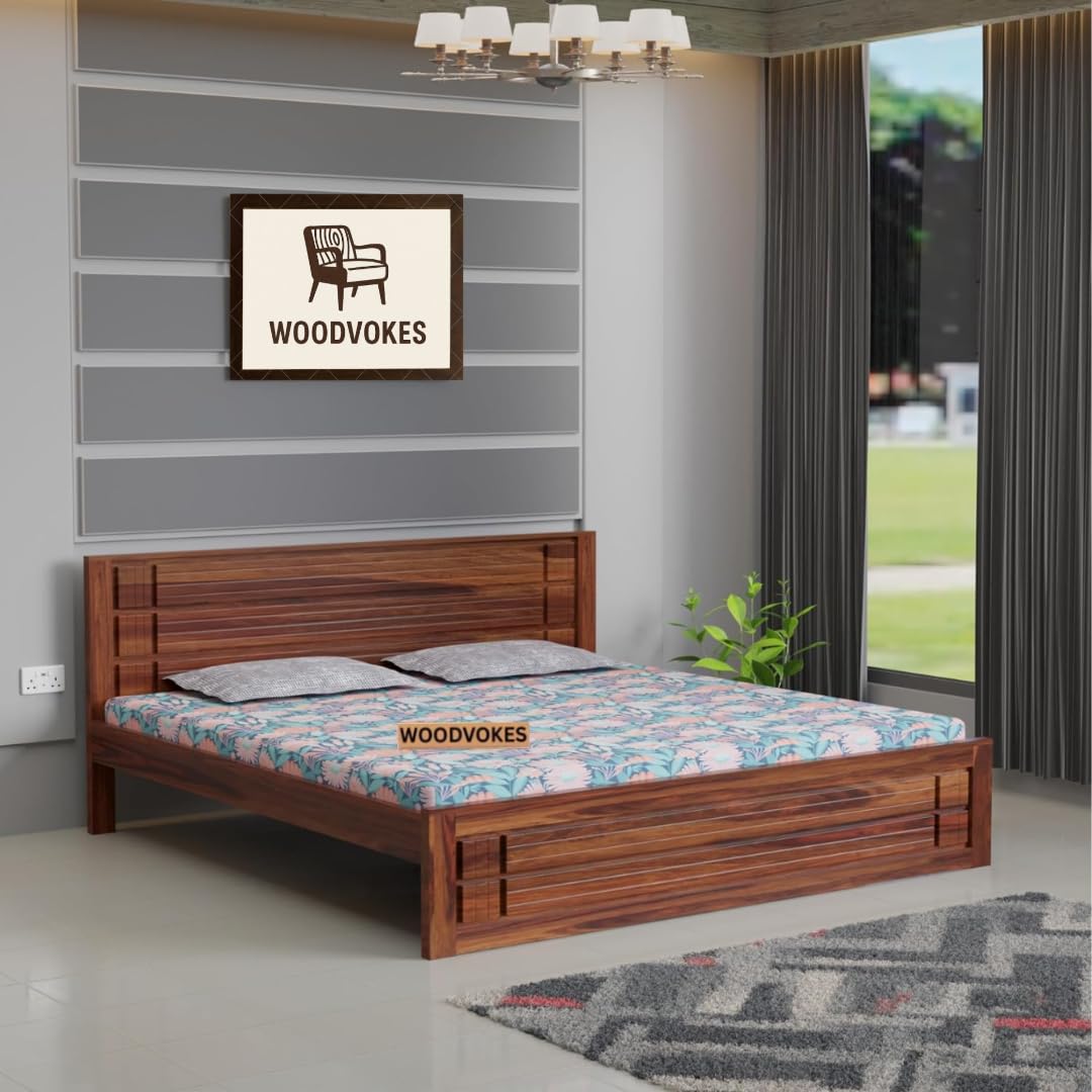 Solid Sheesham Wood queen size Bed Without Storage