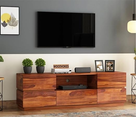 Solid Sheesham Wood TV Unit for Living Room