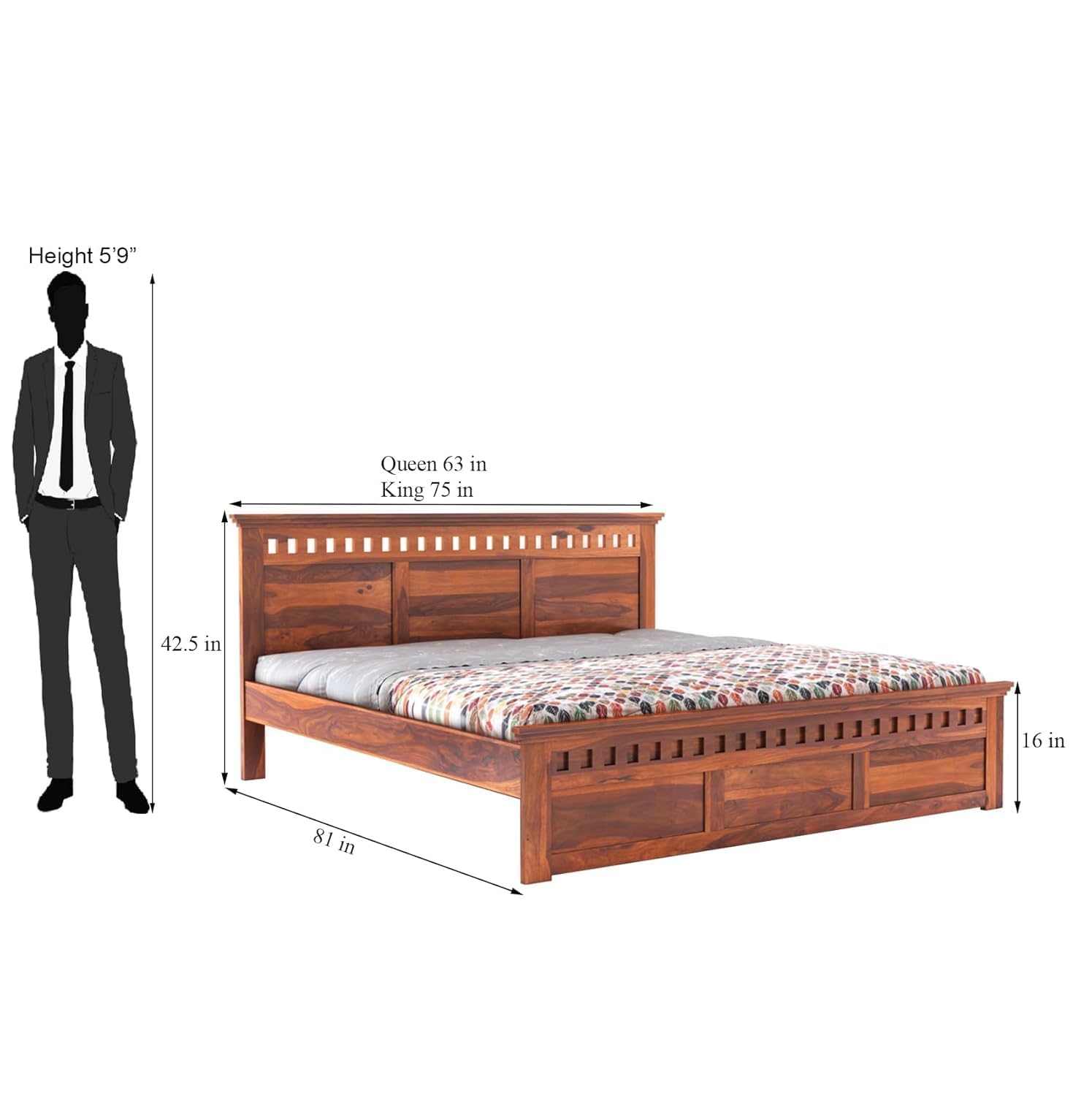 Sheesham Wood king size Bed Without Storage