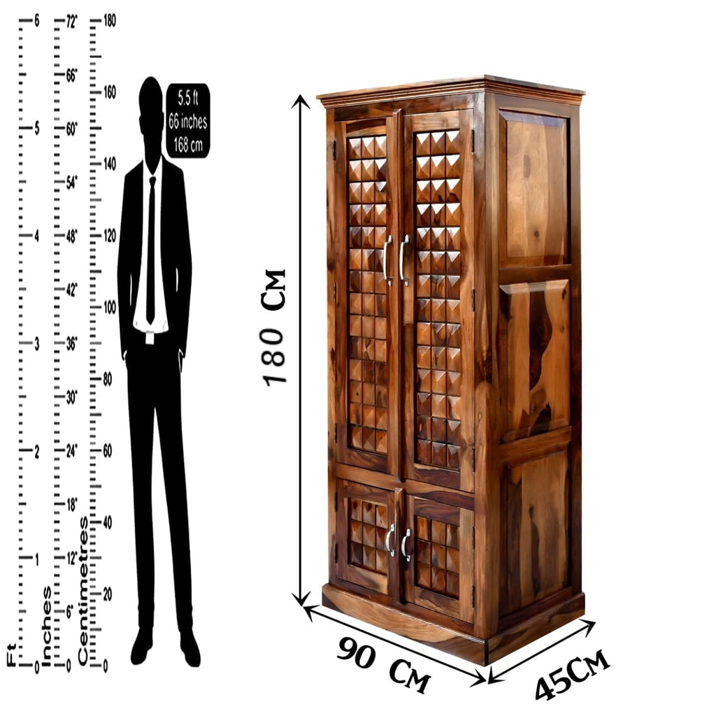Solid Sheesham Wood Almirah with Four Doors