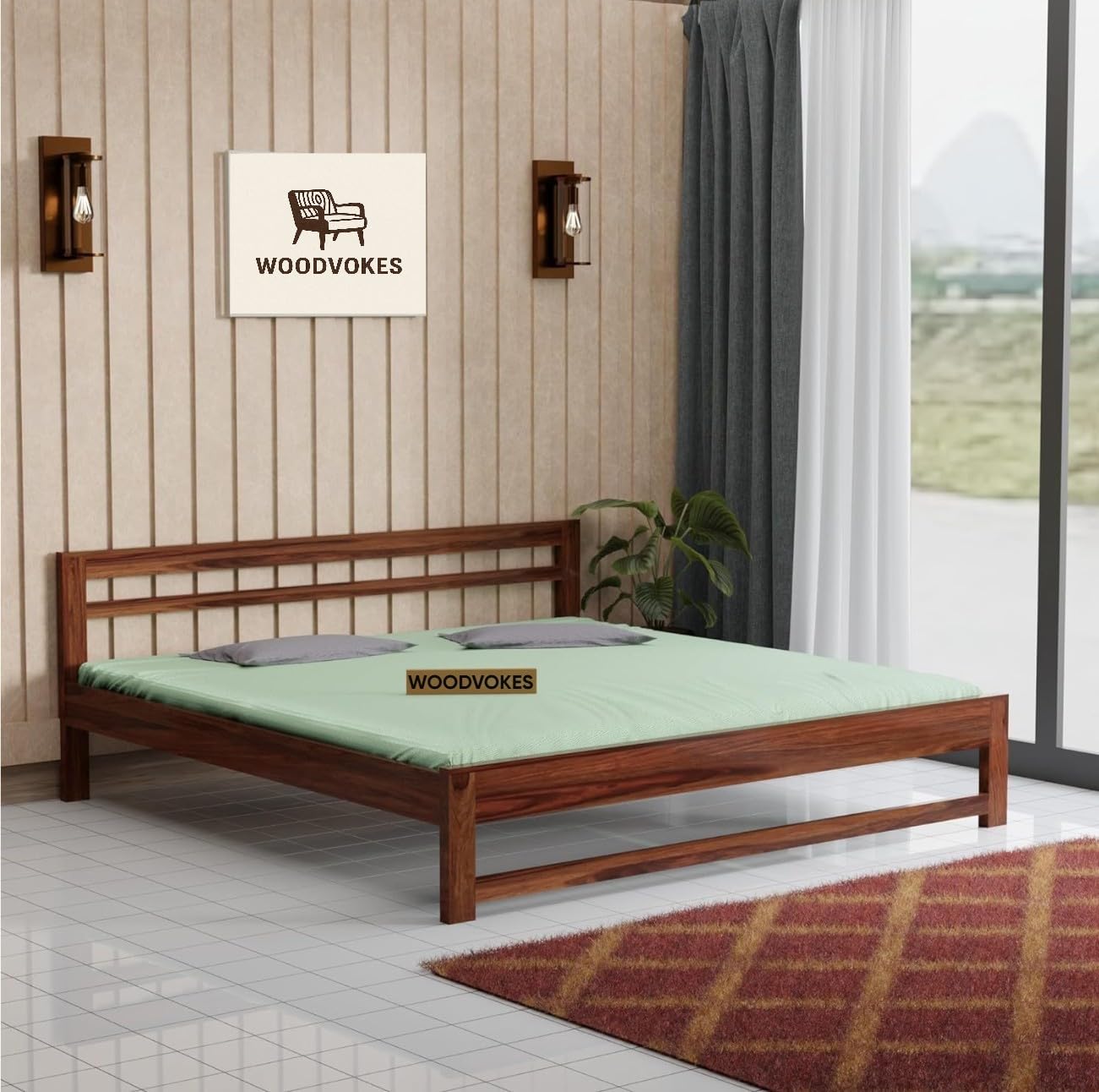 Sheesham Wood king size Bed Without Storage