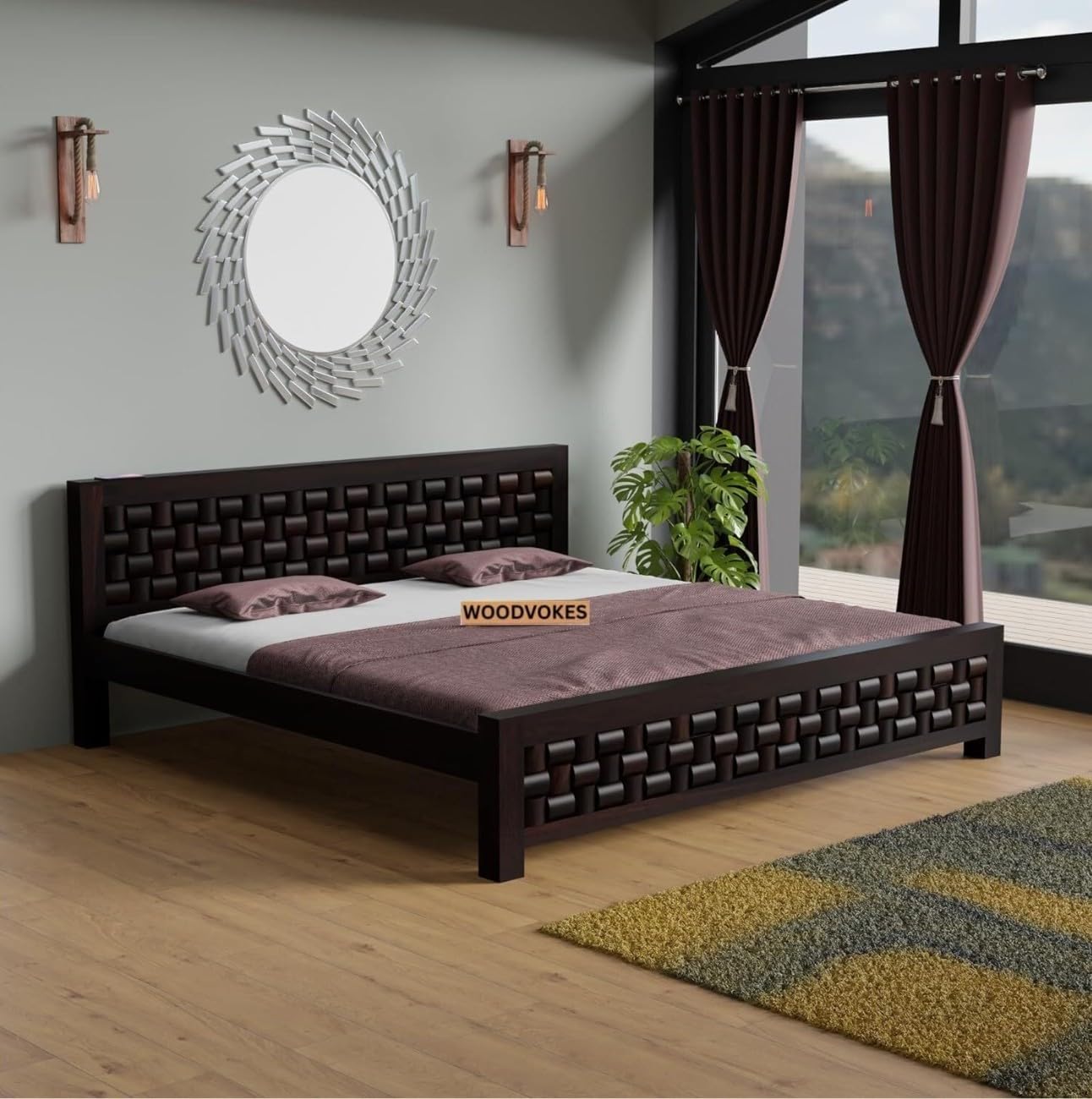 Solid Sheesham Wood king size Bed Without Storage