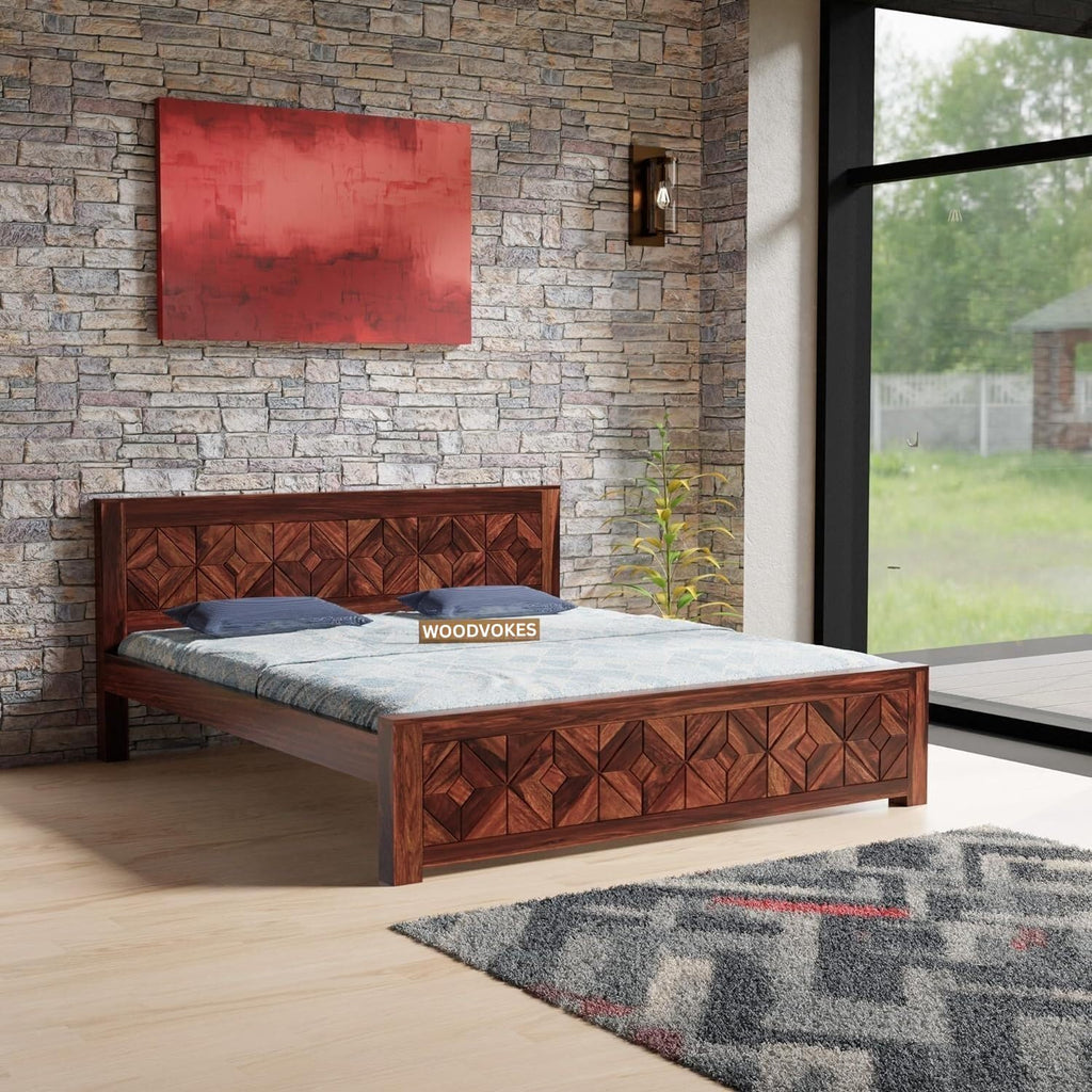 Sheesham Wood queen Size Bed Without Storage