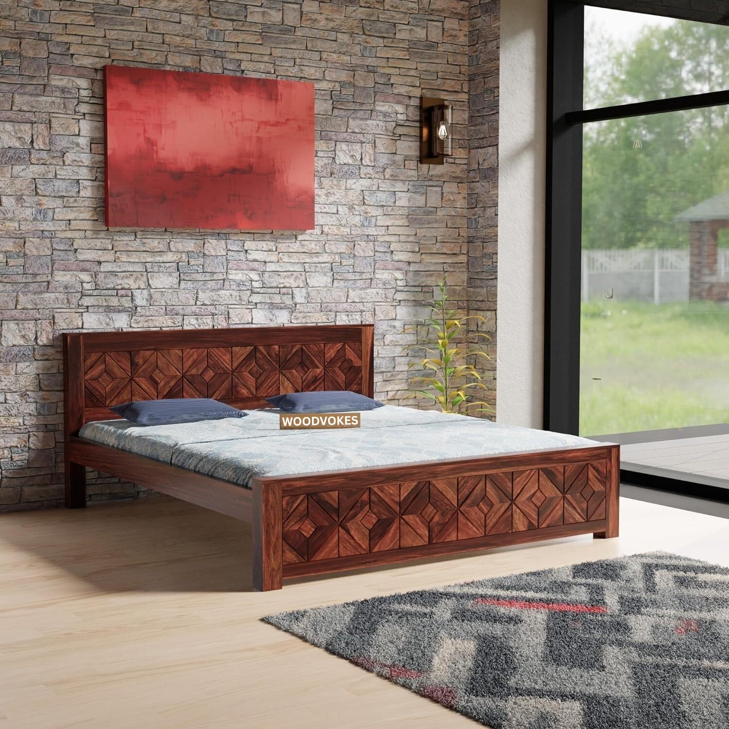 Sheesham Wood queen Size Bed Without Storage