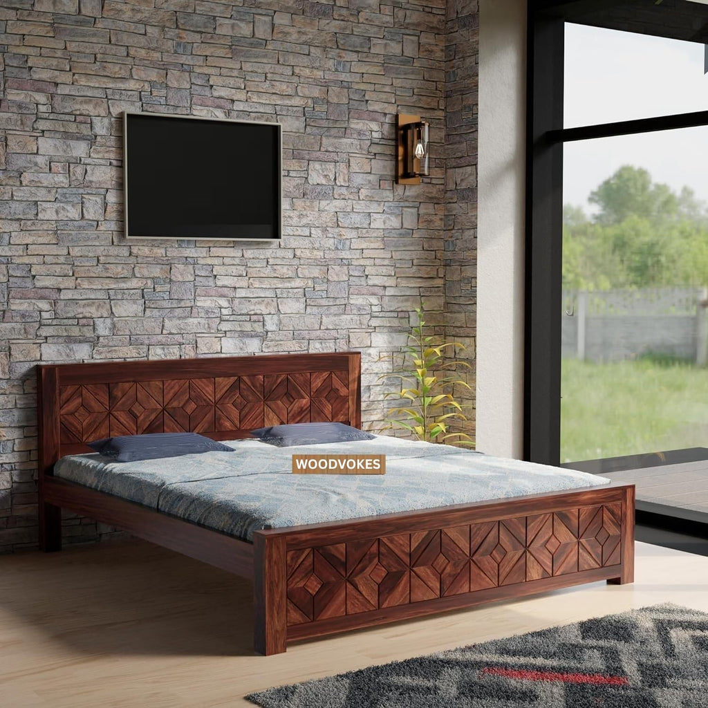 Sheesham Wood queen Size Bed Without Storage